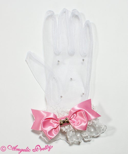 Love Ribbon Short Gloves by Angelic Pretty