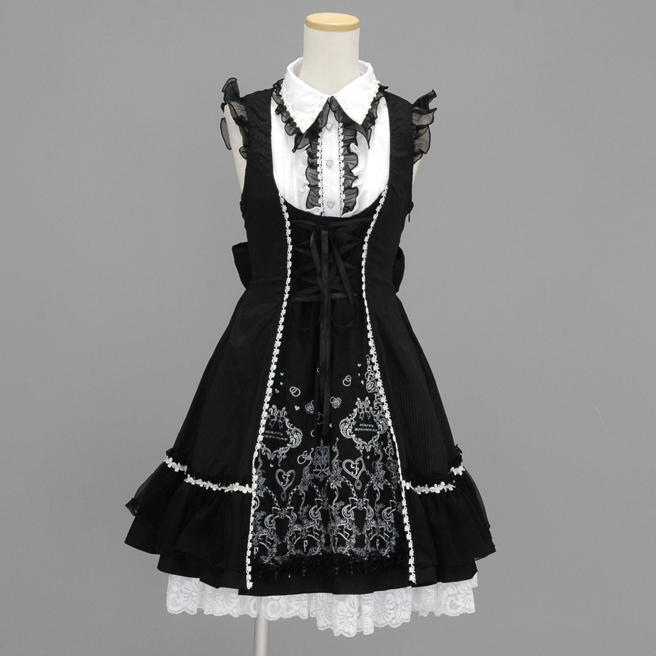 00s 希少 h.naoto FRILL はしごりぼんプリントフリルキャミ FRILL Birthday Cake Dress OP by h.NAOTO