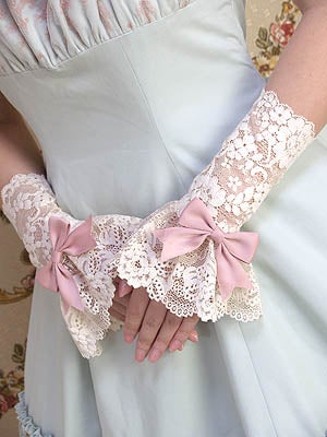 Mary Magdalene リボン付きレースカフス・ロング アイボリー Mary Magdalene リボン付きレースカフス・ロング アイボリー Midi Lace