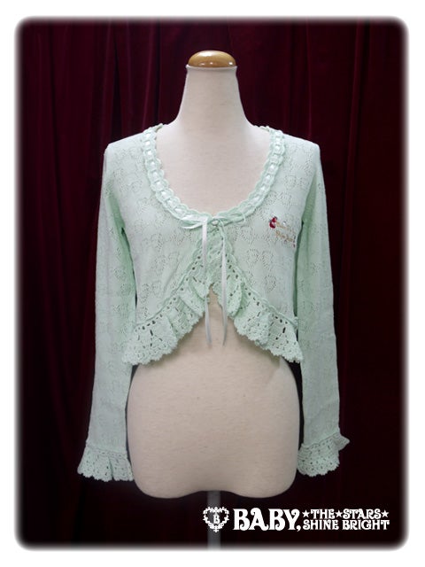 ハ－ト透かしあみボレロ 白 BABY,THE STARS SHINE Ribbon Openwork Knitting Bolero by Baby, the Stars Shine Bright
