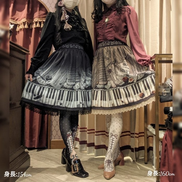 abilletage　アビエタージュ　アンティークピアノスカート ミディアム丈 abilletage ~ Antique Piano Skirt (Medium Length) (2021) by Indie Brand