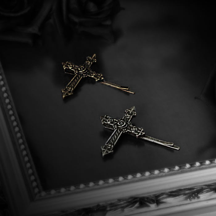Moi-méme-Moitié リボン•レース十字架クリップ＆コーム Rose Cross Hair Pin by Moi-même-Moitié