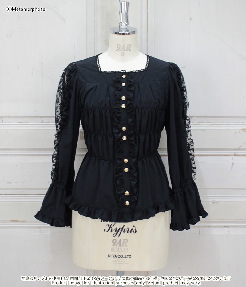 Shirring Blouse with Bat Collar by Metamorphose Temps de Fille
