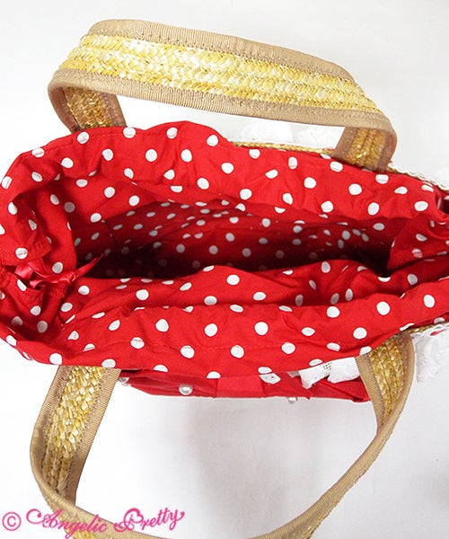 Lovely Dot Straw Bag by Angelic Pretty