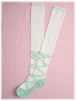 Angelic Pretty✦トゥシューズ風オーバーニーソックス✦ミント Toe Shoes OTKs (2005) by Angelic Pretty