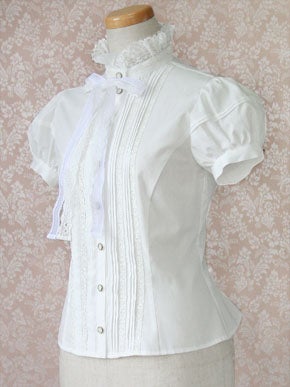 Lace Ribbon Puff Sleeve Blouse by Victorian Maiden