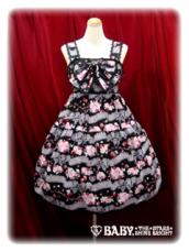 Sweet Gingham Border Ribbon Ribbon JSK黒 Sweet Gingham Border Ribbon Ribbon Baby Doll JSK by Baby, the