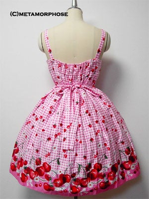 Gingham Cherry Ladder Lace JSK by Metamorphose Temps de Fille