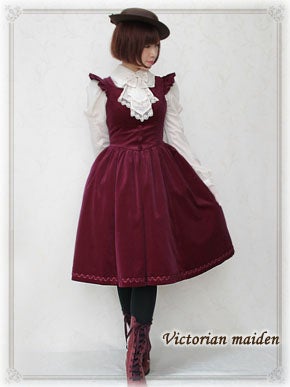 Victorian maiden 別珍ノーブルフリルドレス　ボルドー Velveteen Noble Frill JSK by Victorian Maiden