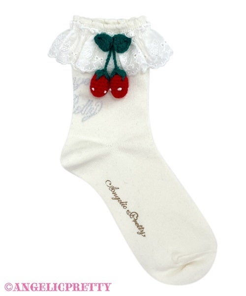 AngelicPretty チェリーいちごリボン柄ソックス　5足セット Dress-up Berry Knitted Crew Length Socks by Angelic Pretty
