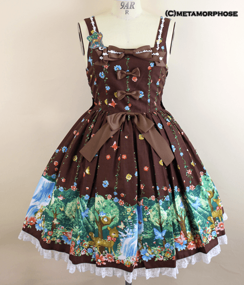 Lovely Forest Ribbon Shirred JSK (Mini-Length) by Metamorphose