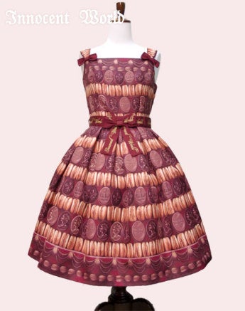 Chocolate Macaron Just Waist JSK by Innocent World
