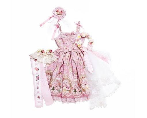 Angelic Pretty シネマドールJSK +キャノティエ/ピンク Rose Museum Canotier & JSK Set by Angelic Pretty