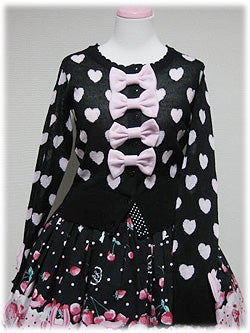 angelicpretty黒白ドット長袖カーディガン Heart Polka Dot Knit Cardigan by Angelic Pretty