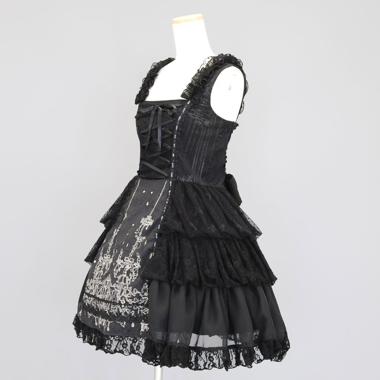 FRILL Lace-up Embroidered JSK by h.NAOTO