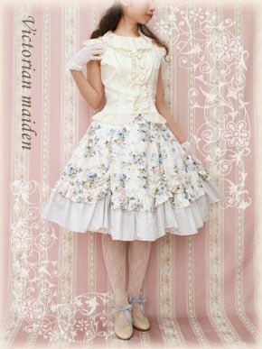 Rococo Bouquet Scallop Skirt by Victorian Maiden