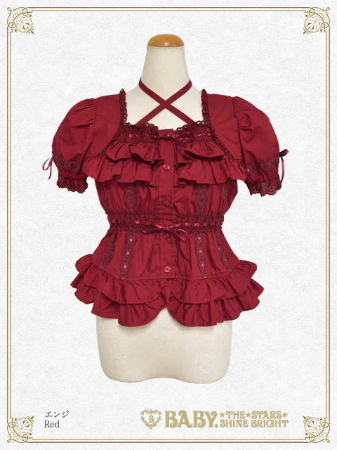 半袖フリルボレロ エンジ BABY,THE STARS SHINE BRIGHT Double Ruffle Half-Sleeve Blouse (2025) by Baby, the Stars Shine