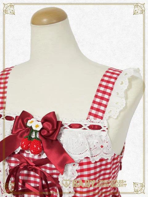 Swinging Strawberry's Happy Berry Present Gingham JSK by Baby, the