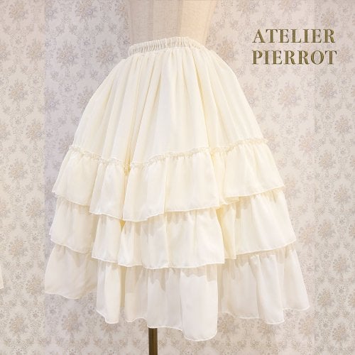 Three-Tiered Ruffle Chiffon Skirt by Atelier Pierrot