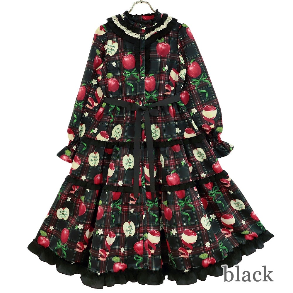 Tartan Ribbon Apple Long OP by Emily Temple Cute