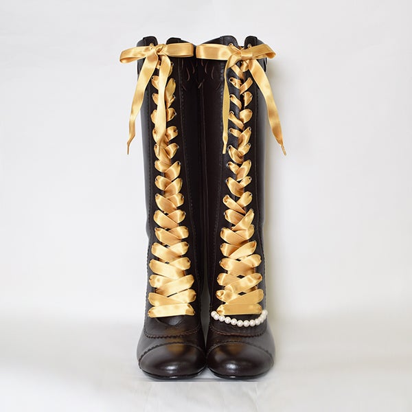 Ribbon Lace-Up Boots by Emily Temple Cute