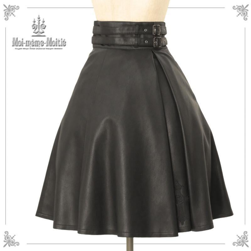 Cross Rose Synthetic Leather Skirt by Moi-même-Moitié