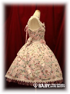 2010 ベイビーザスターズ Blooming  White JSK Blooming Snow White Print Ribbon JSK by Baby, the Stars Shine Bright