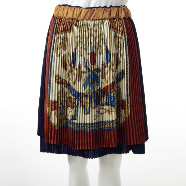 Royal Scarf Print Pleated Skirt by Jane Marple