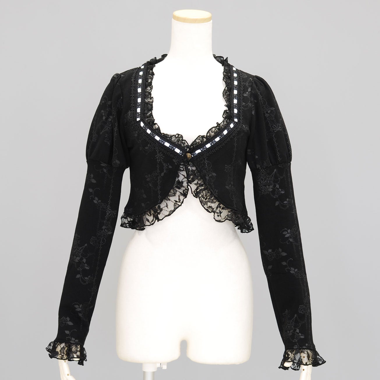 トップス 00s h.naoto number frill bolero gothic FRILL Ribbon and Embroidered Bolero Cardigan by h.NAOTO