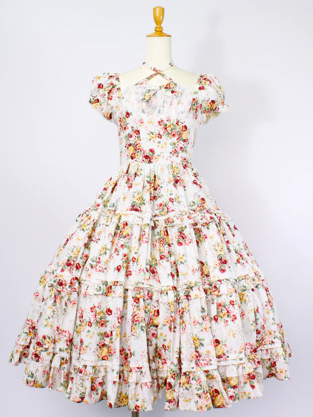 Rococo Bouquet Print Tiered Long OP by Victorian Maiden
