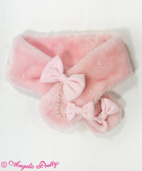 Ribbon Pearl Fur Muffler by Angelic Pretty