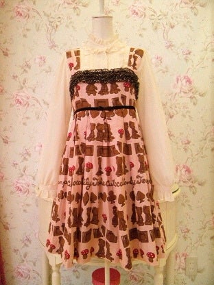 Bear Chocolate Print Sleeveless OP by Emily Temple Cute