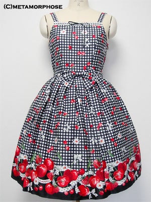 Gingham Cherry Ladder Lace JSK by Metamorphose Temps de Fille