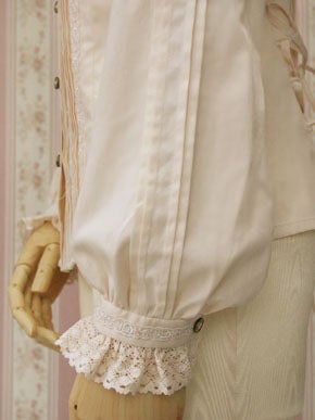 Lace Ribbon Standing Collar Blouse by Victorian Maiden