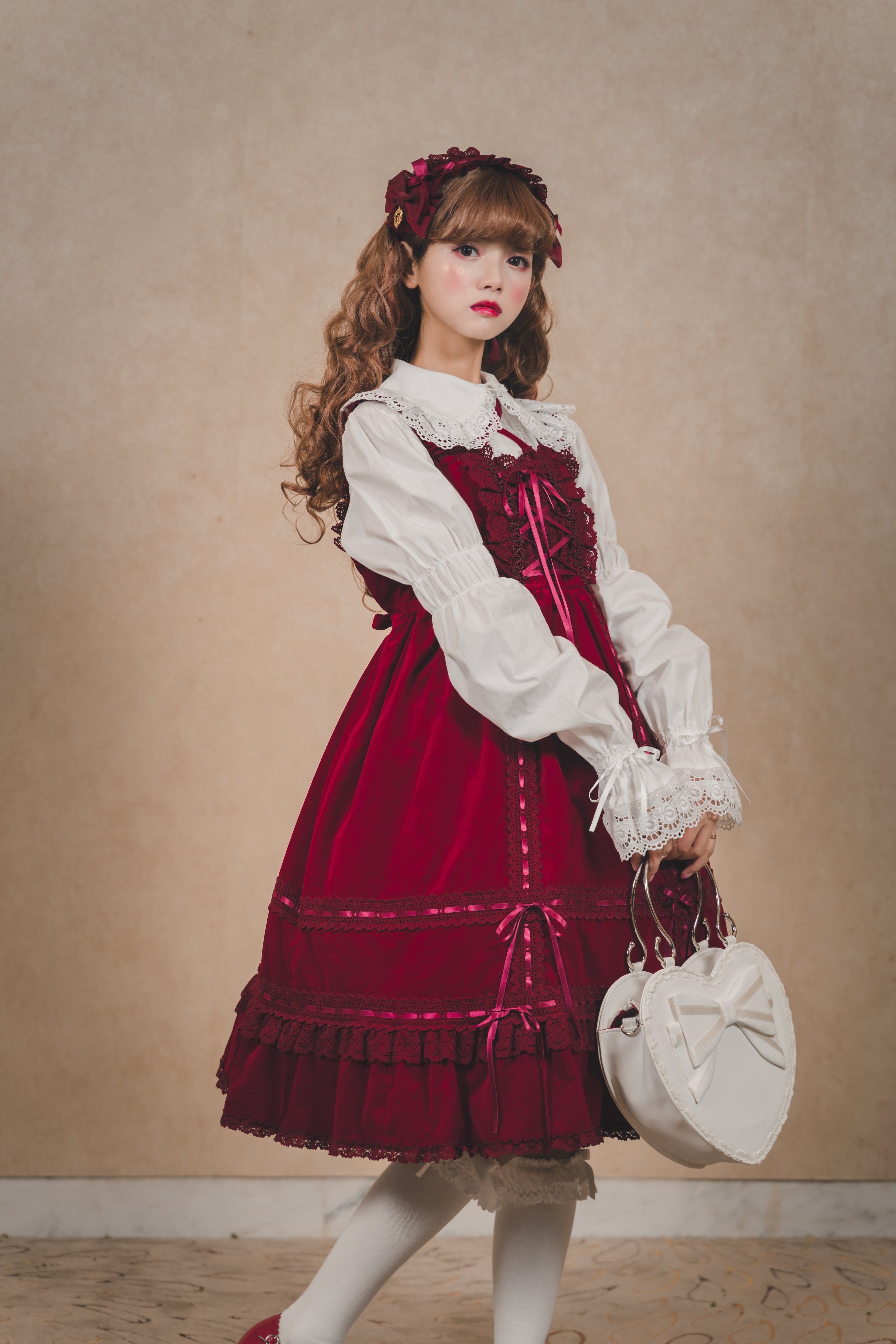Velveteen Babydoll JSK and Princess Drop Headdress Set by Baby