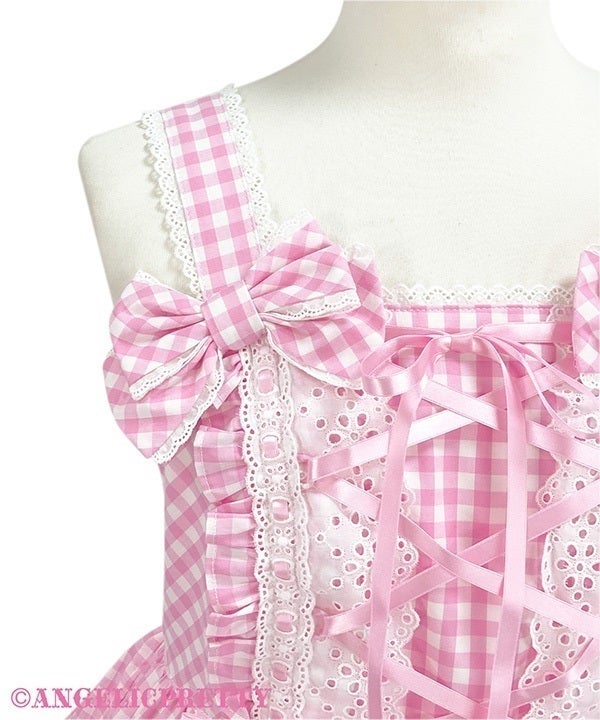 Shoulder Ribbon JSK (Gingham) (2025) by Angelic Pretty