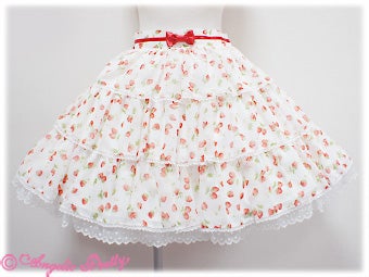 ふわふわいちご シフォン スカート Angelic Pretty Fluffy Strawberry Chiffon Skirt by Angelic Pretty