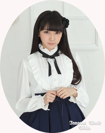 Innocent World White ~ Standing Collar Ribbon Blouse by Innocent World