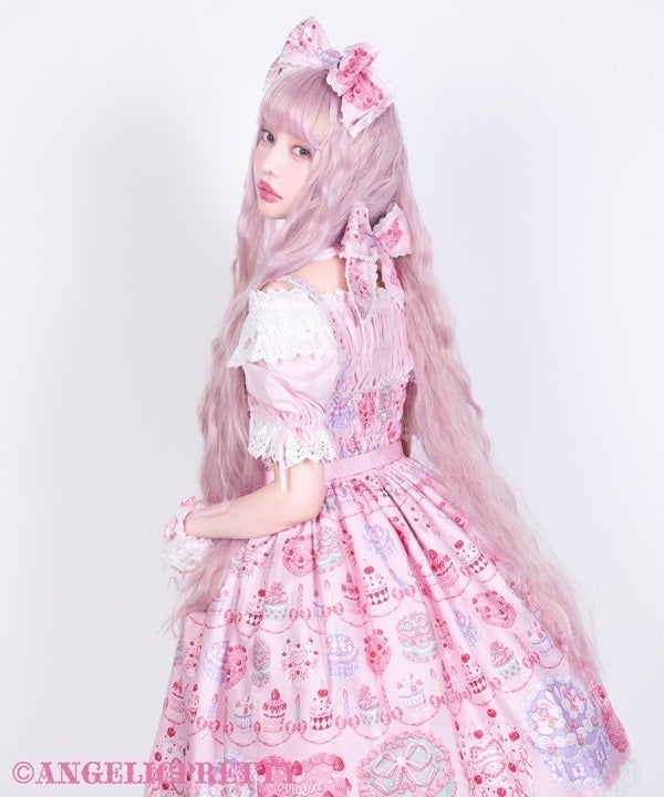 Happy Cakesシャーリングジャンパースカート+ボンネット Happy Cakes Shirring JSK by Angelic Pretty