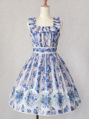 Rose Bouquet Stripe Frill JSK by Victorian Maiden