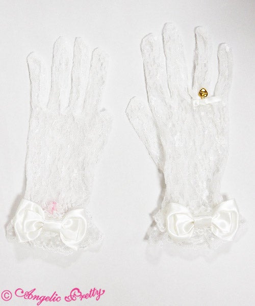 Lady Heart Charm Lace Gloves by Angelic Pretty