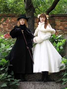Standing Collar Long Coat with Cape by Victorian Maiden