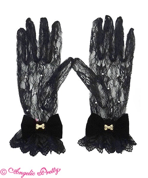 Bell Ribbon Lace Gloves by Angelic Pretty