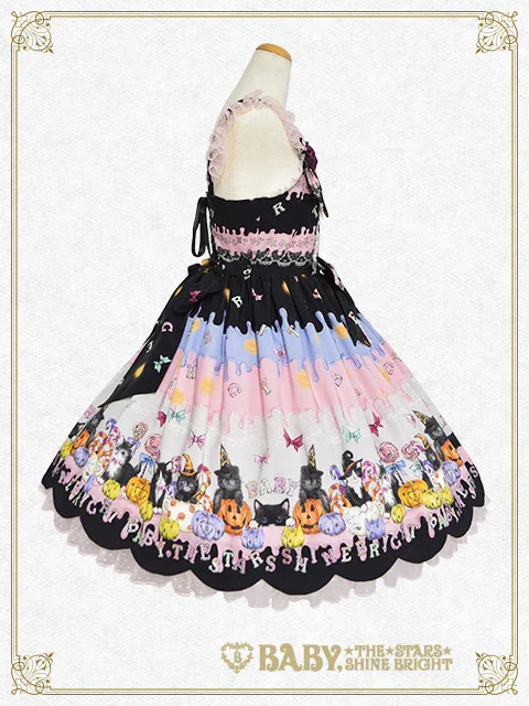 ベイビー　Soirée Au Chat Noir柄お星さまジャンスカ　ハロウィン Soirée Au Chat Noir Scallop JSK by Baby, the Stars Shine Bright