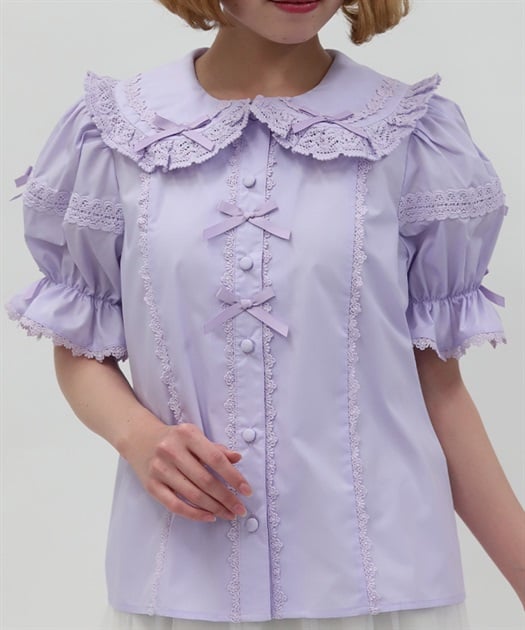 Chalmiere ~ Torchon Lace Round Collar Short Sleeve Blouse (2026 