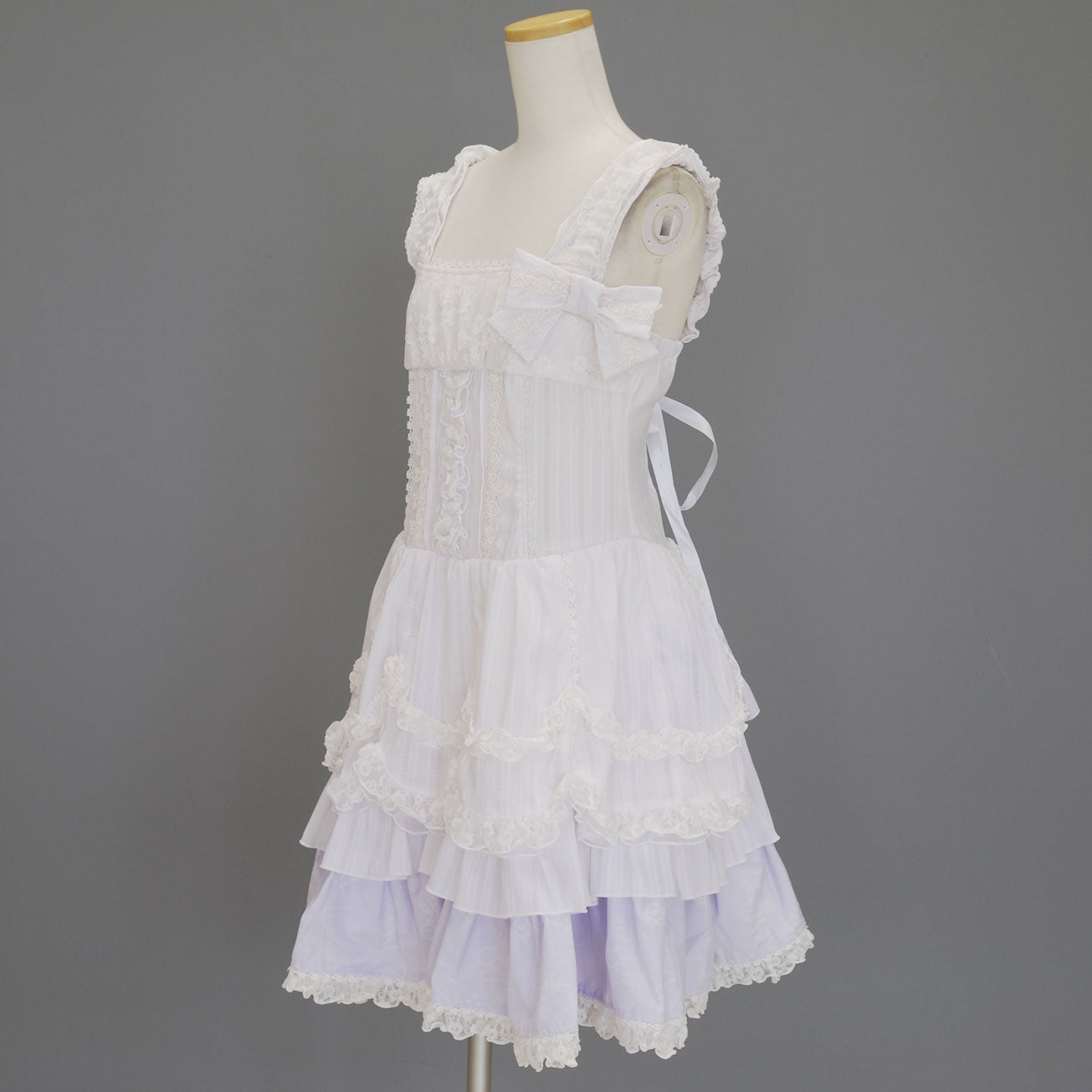 FRILL Stripe OP with Ribbon by h.NAOTO