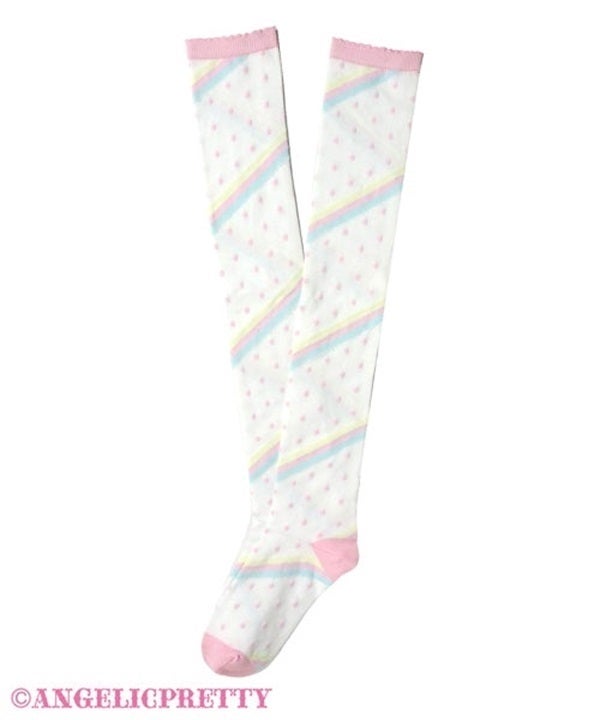 【新品】Angelic Pretty☆激レア☆星座柄オーバーニーソックス Marshmallow Border OTKs (2026) by Angelic Pretty