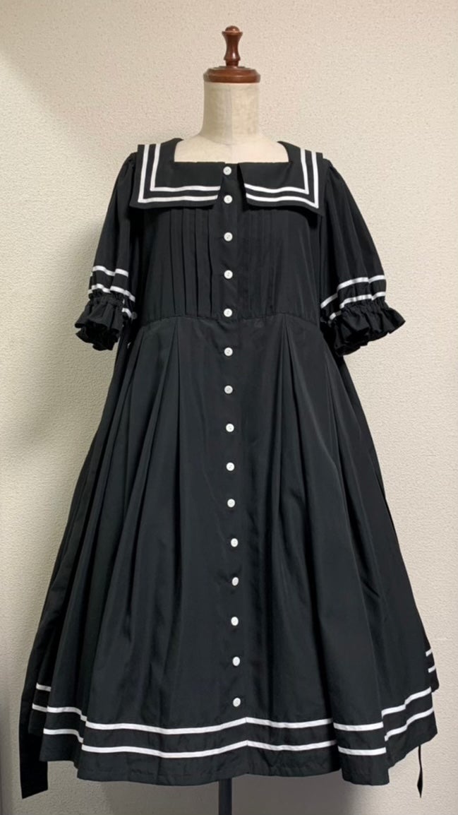 Short Sleeve Square Neck Sailor Tuck OP by Physical Drop