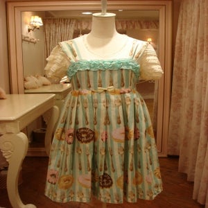 Cutlery & Doughnuts Print Sleeveless OP by Emily Temple Cute
