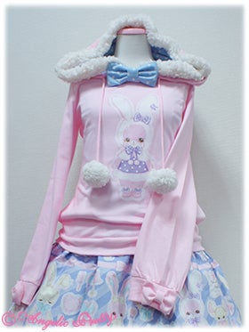 Fluffy Lyrical Bunny Print Parka by Angelic Pretty